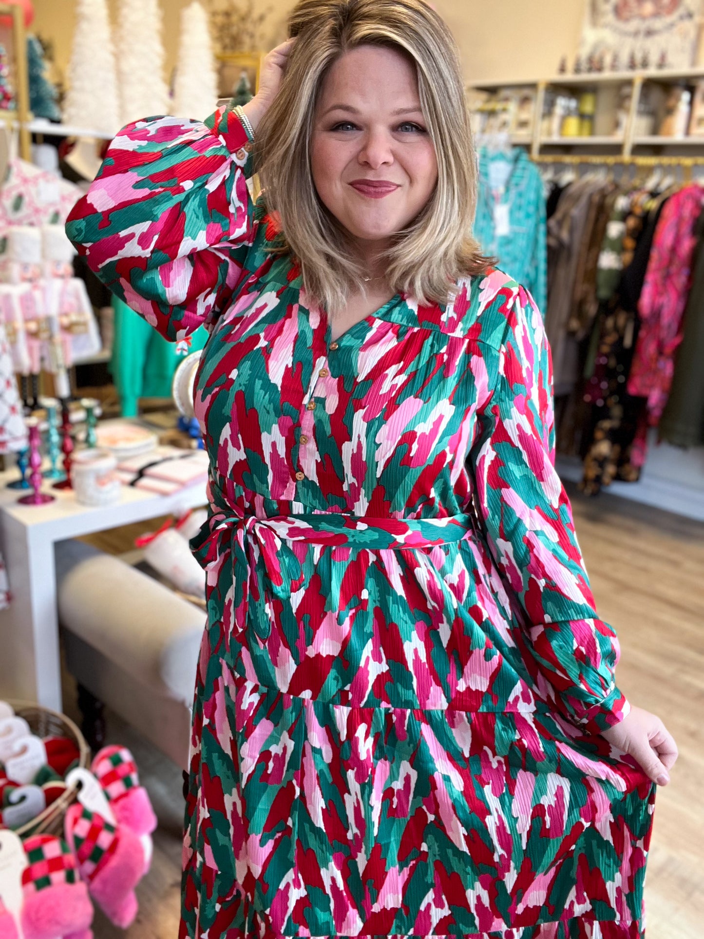 Christmas with a Twist Curvy Maxi Dress