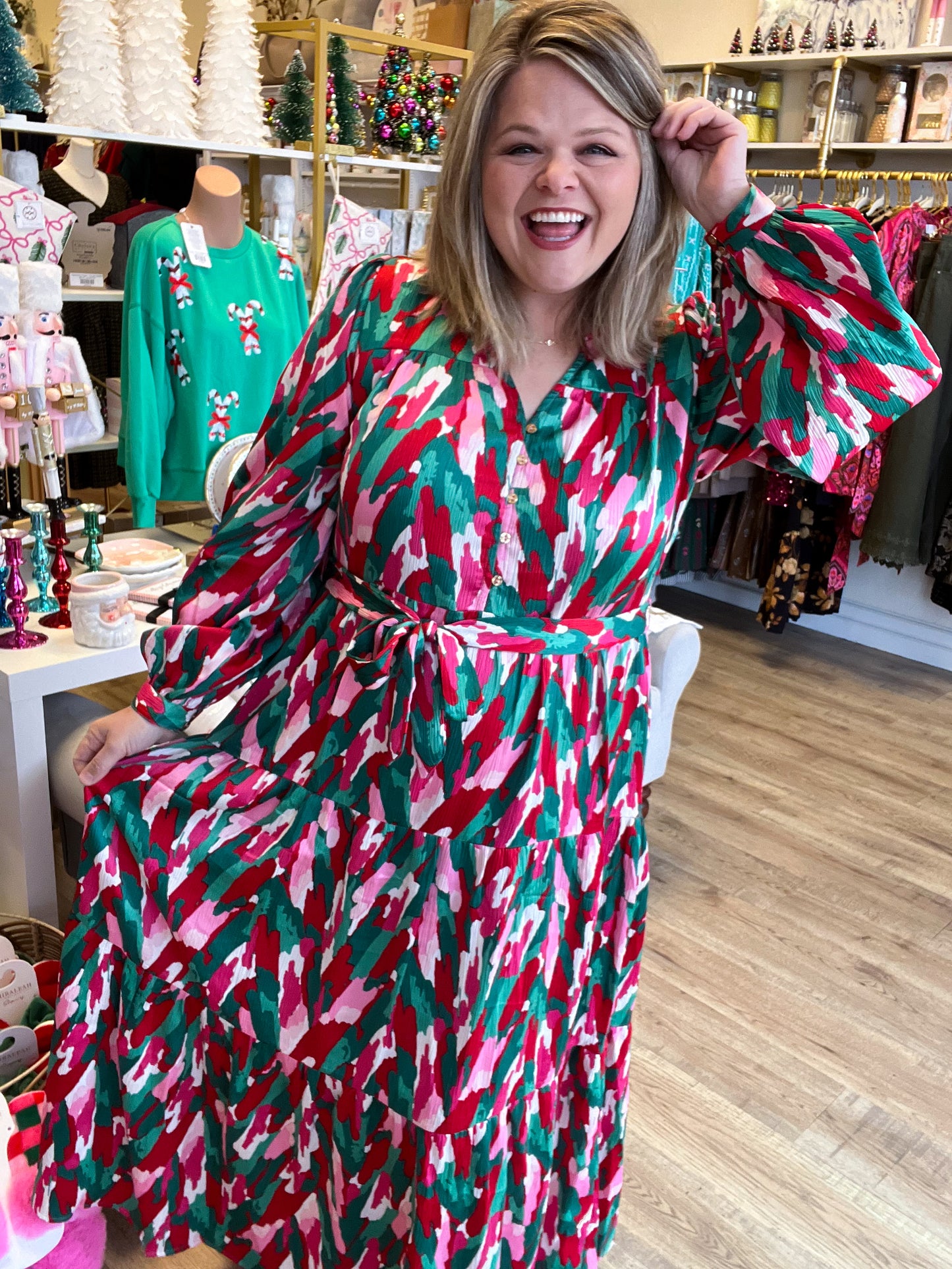 Christmas with a Twist Curvy Maxi Dress