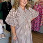 Cinnamon Skies Curvy Brown Gingham Midi Dress