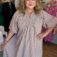 Cinnamon Skies Curvy Brown Gingham Midi Dress