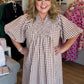 Cinnamon Skies Curvy Brown Gingham Midi Dress