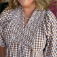 Cinnamon Skies Curvy Brown Gingham Midi Dress