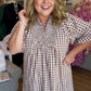 Cinnamon Skies Curvy Brown Gingham Midi Dress