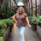 Cinnamon Suede Plus-Size Brown Ribbed Sweater Top