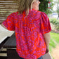 Citrus Crush Plus-Size Floral Pleated Top
