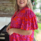 Citrus Crush Plus-Size Floral Pleated Top