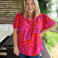 Citrus Crush Plus-Size Floral Pleated Top