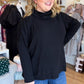 Classic Americano Curvy Black Turtleneck Knit Top