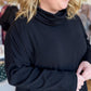 Classic Americano Curvy Black Turtleneck Knit Top