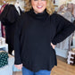 Classic Americano Curvy Black Turtleneck Knit Top