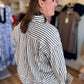 Classique Cream & Navy Curvy Striped Button Blouse