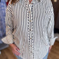 Classique Cream & Navy Curvy Striped Button Blouse