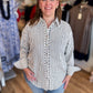 Classique Cream & Navy Curvy Striped Button Blouse