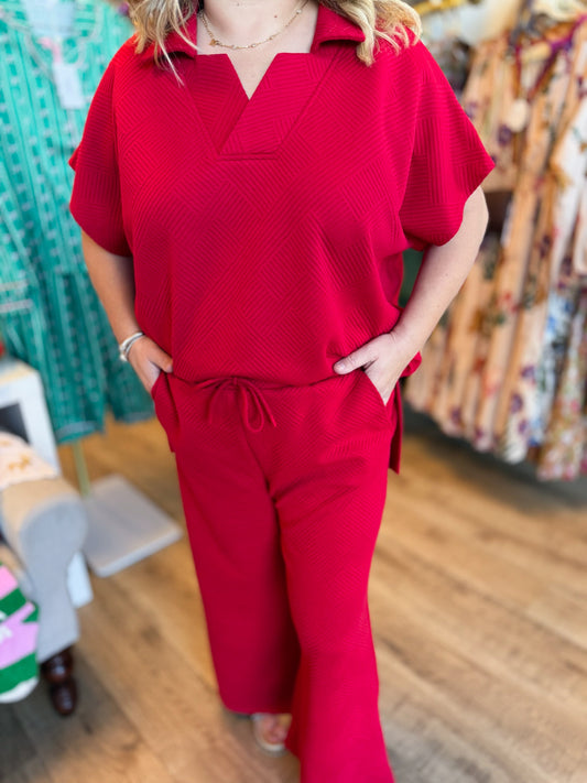 Coach's Favorite Plus-Size Red Textured Set