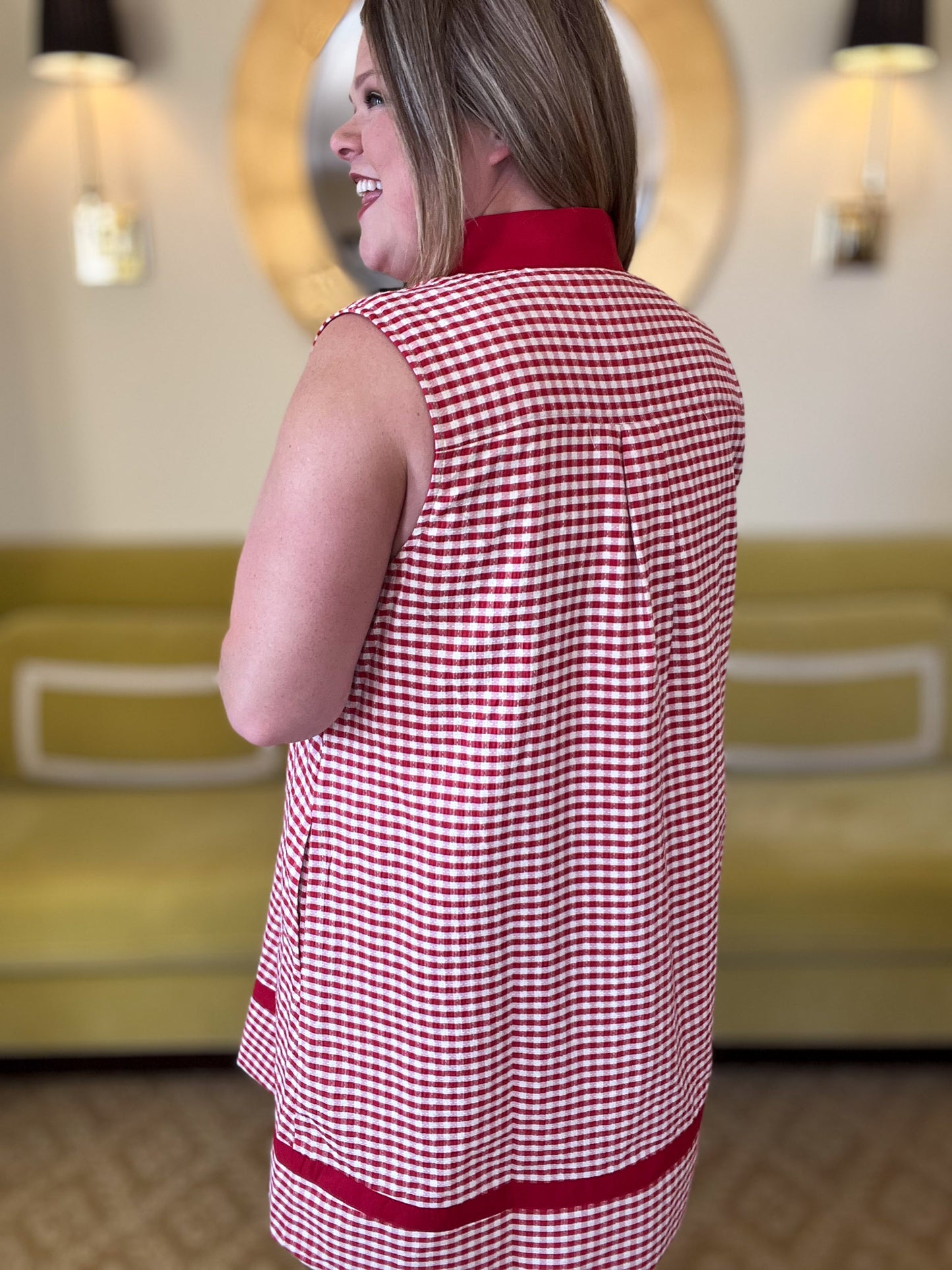 Coastal Check Curvy Red Gingham Dress