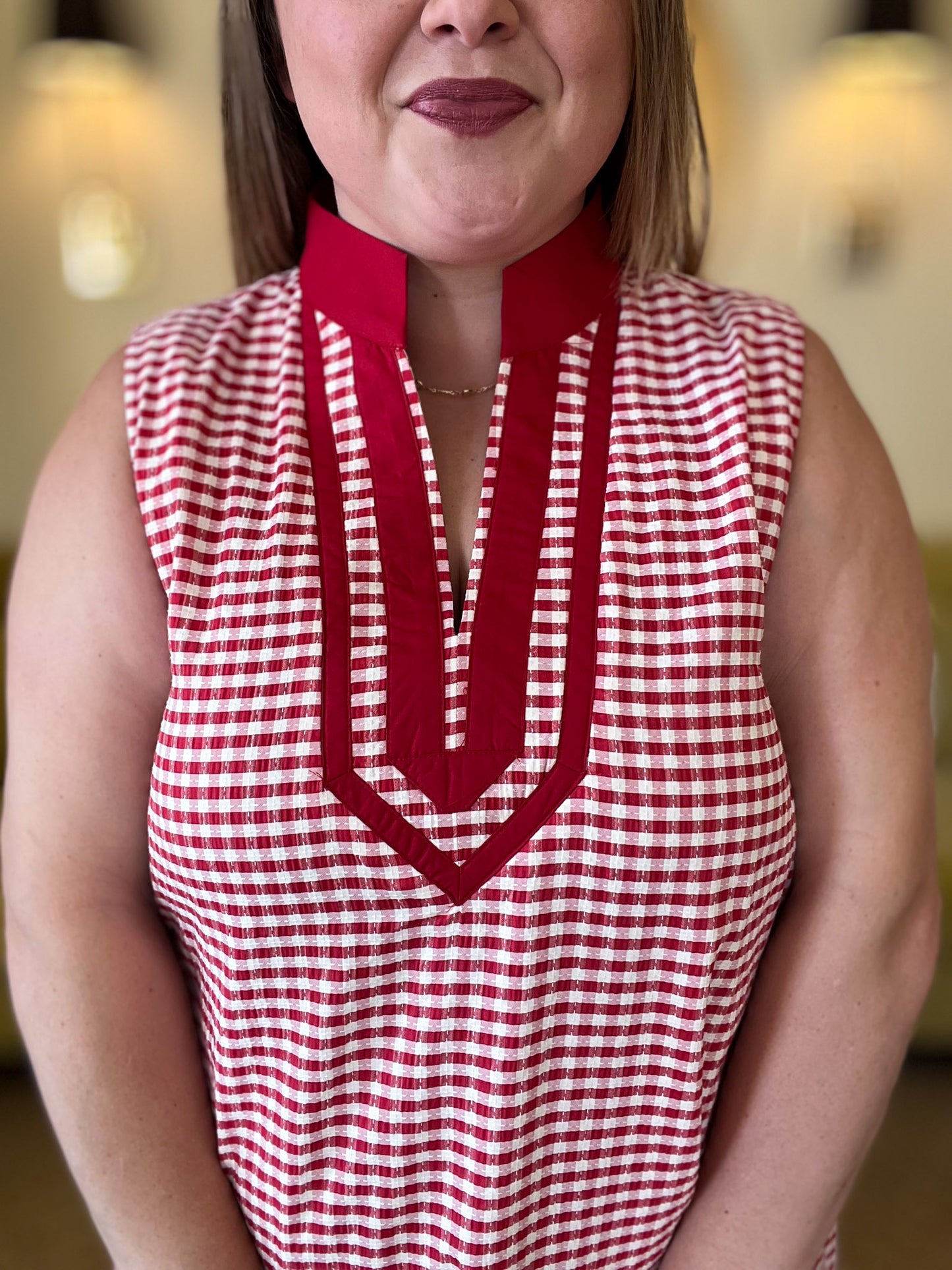 Coastal Check Curvy Red Gingham Dress