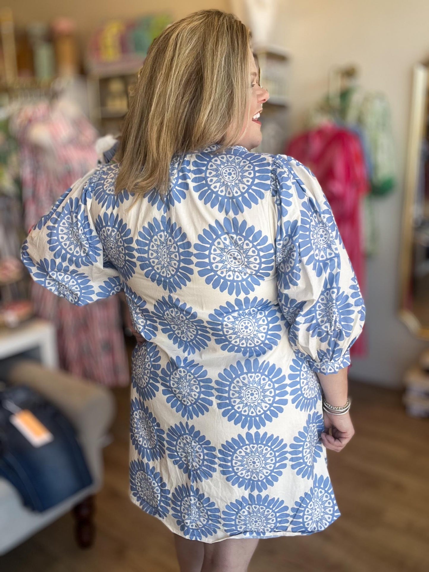 Coastal Confetti Curvy Blue Mini Dress