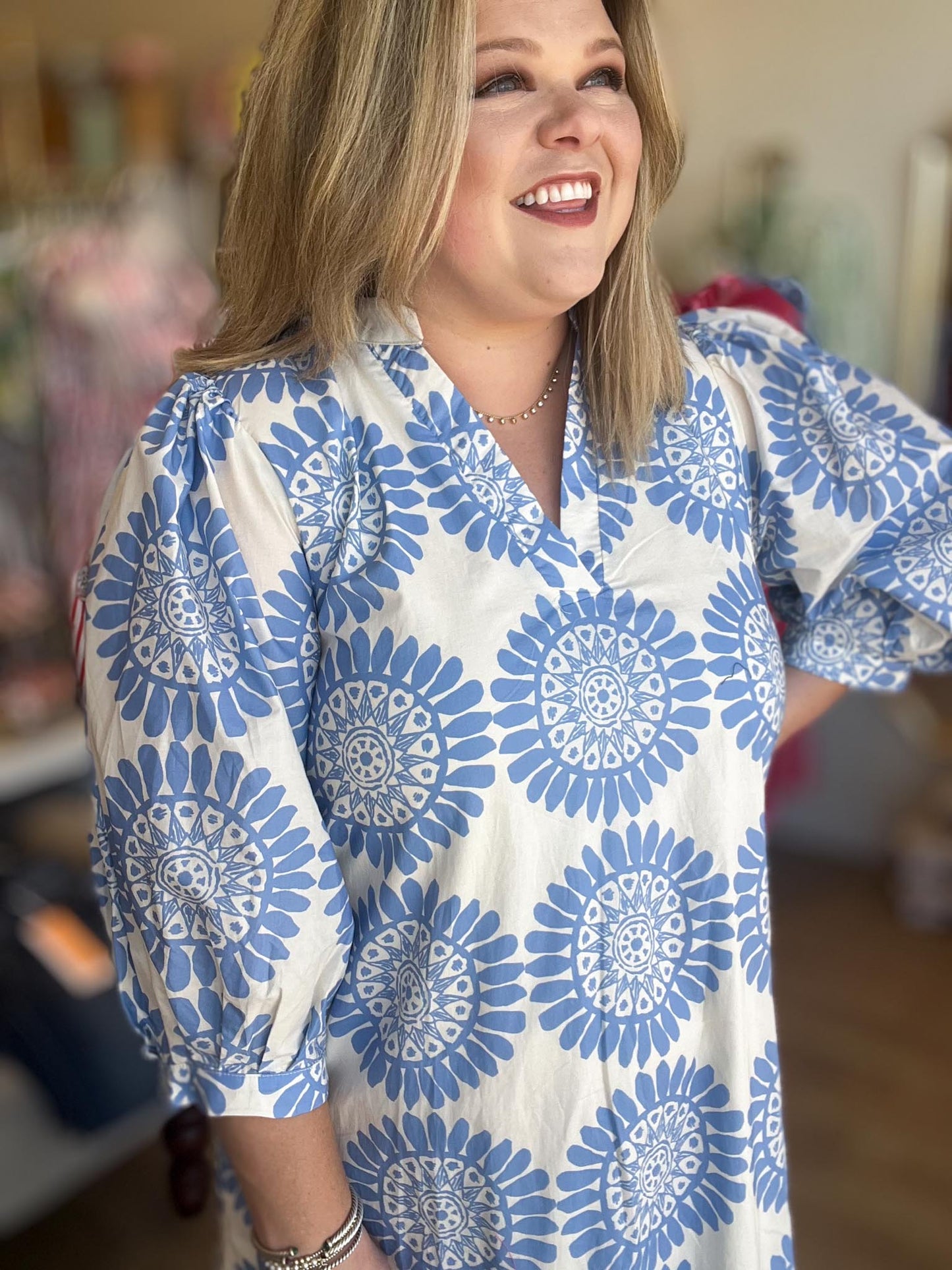 Coastal Confetti Curvy Blue Mini Dress