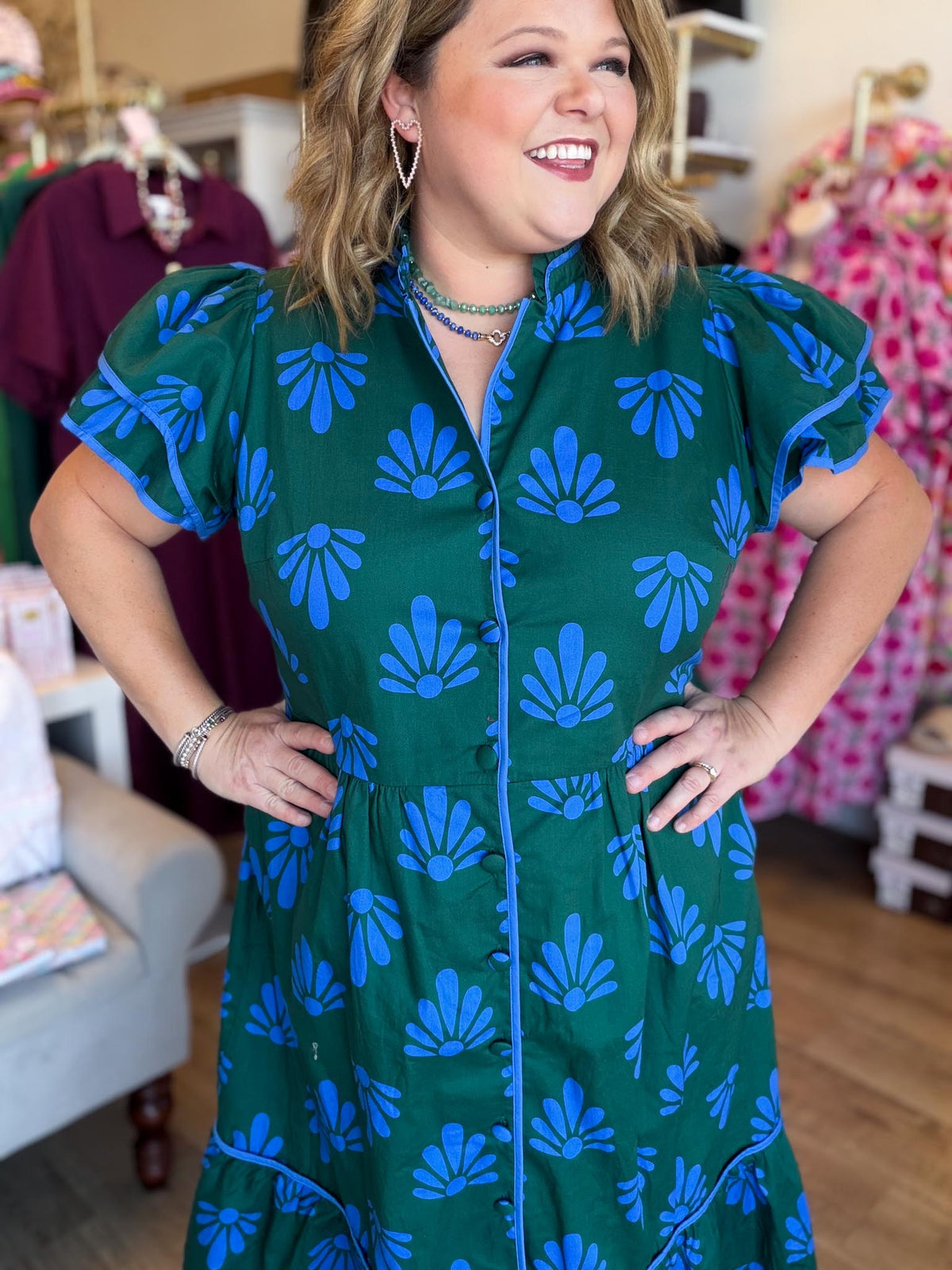 Cobalt & Clover Plus-Size Button Down Midi Dress