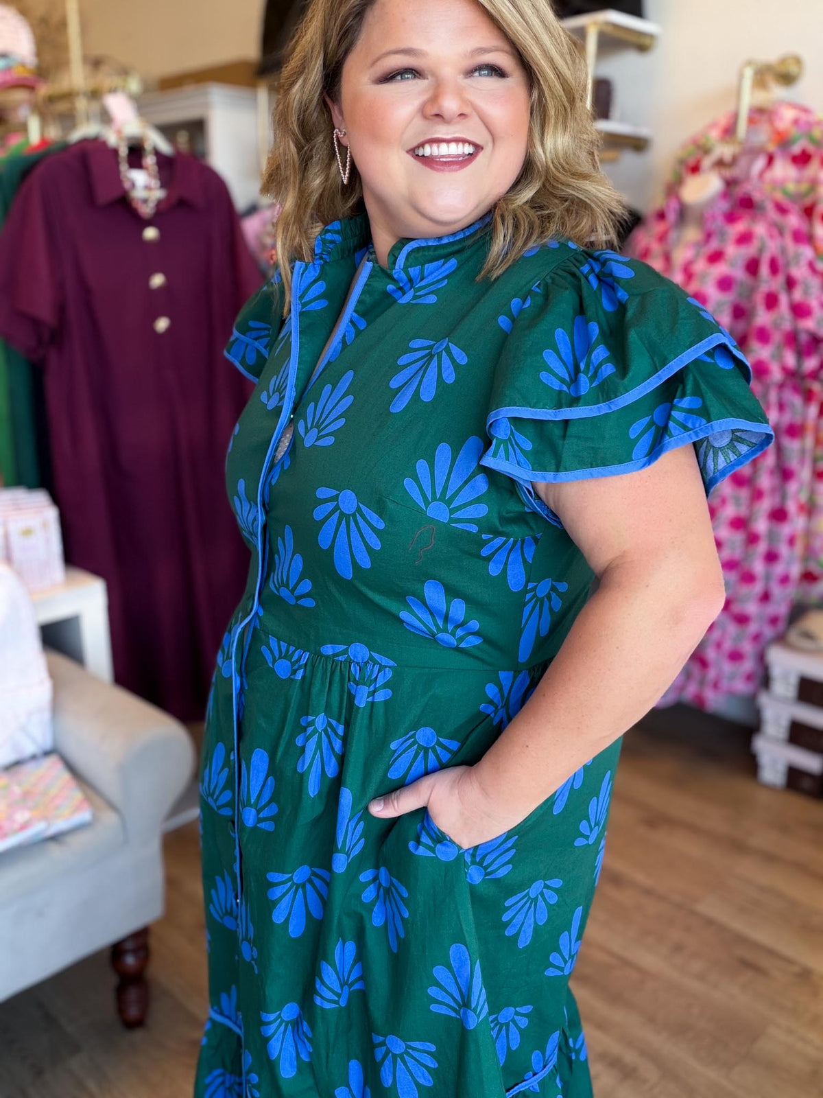 Cobalt & Clover Plus-Size Button Down Midi Dress