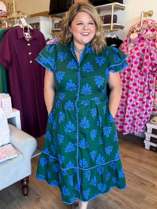 Cobalt & Clover Plus-Size Button Down Midi Dress