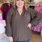 Cocoa Confetti Curvy Brown Bubble Sleeve Polka Dot Top