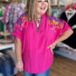 Color Crush Curvy Fuchsia Embroidery Top