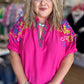 Color Crush Curvy Fuchsia Embroidery Top
