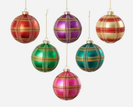 Colorful Plaid Ball Ornament