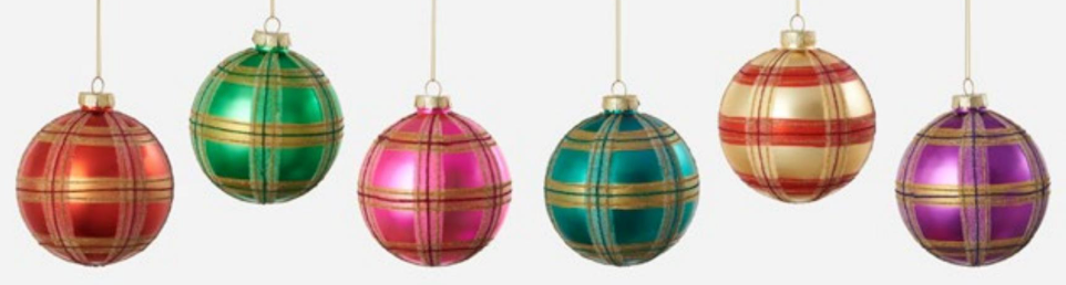 Colorful Plaid Ball Ornament