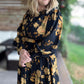 Confidence in Sunshine Plus-Size Long Sleeve Black Floral Maxi Dress