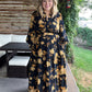 Confidence in Sunshine Plus-Size Long Sleeve Black Floral Maxi Dress