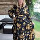 Confidence in Sunshine Plus-Size Long Sleeve Black Floral Maxi Dress