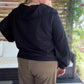 Curvy Black Ribbed Knit Half Zip Top
