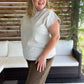 Curvy Rib Knit Round Neck Tee in Light Gray