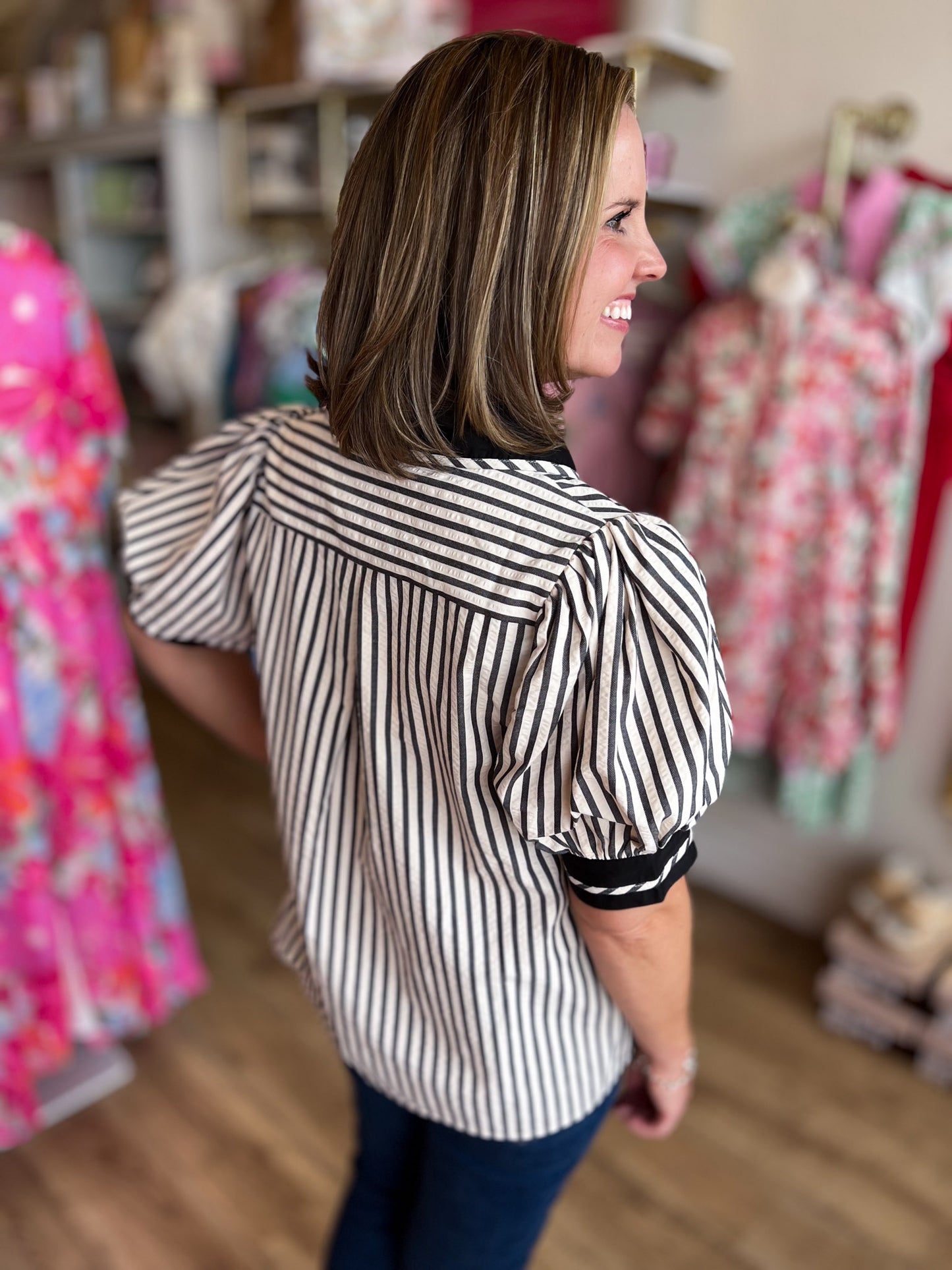 Cutest Pumpkin in the Patch Black & White Stripe Top