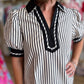 Cutest Pumpkin in the Patch Black & White Stripe Top