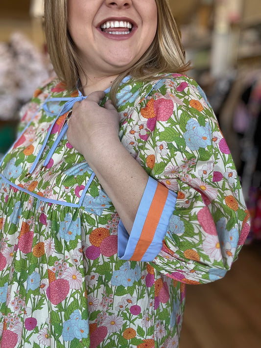 RESTOCKED! “Flower Power” Curvy Marigold Top