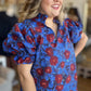 Midnight Moonflowers Curvy Blue Floral Top - FINAL SALE