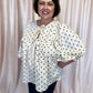Dashing in Dots Plus-Size Cream & Brown Polka Dot Top