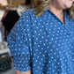 Denim Dottie Plus-Size Denim Polka Dot Top