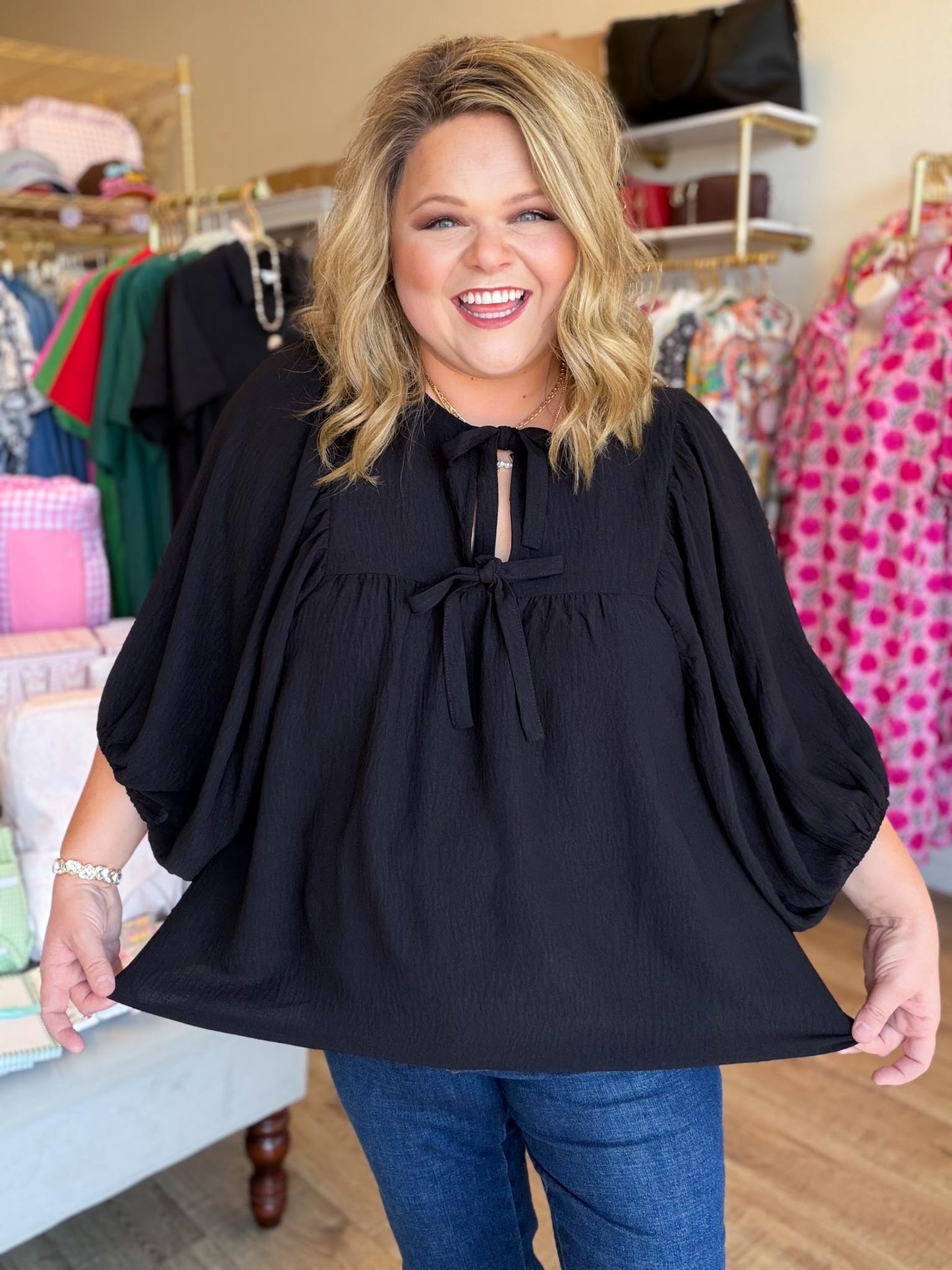 Dusk to Dark Plus-Size Black Top