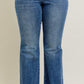 Plus-Size Judy Blue Mid-Rise Vintage Wash Fray Hem Flare Jeans