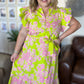 Easter Morning Curvy Green Floral Midi Dress