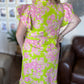 Easter Morning Curvy Green Floral Midi Dress