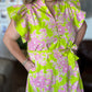 Easter Morning Curvy Green Floral Midi Dress