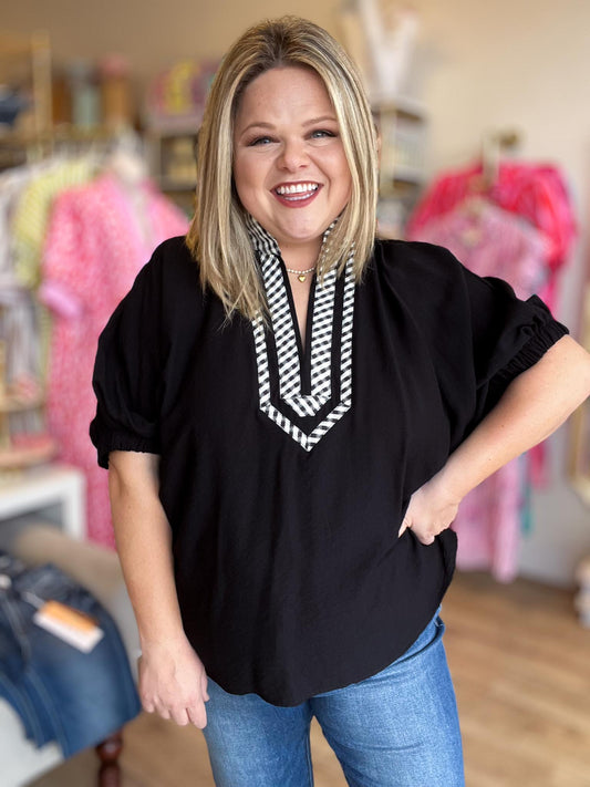 Easy Does It Top Black Gingham Dolman Top