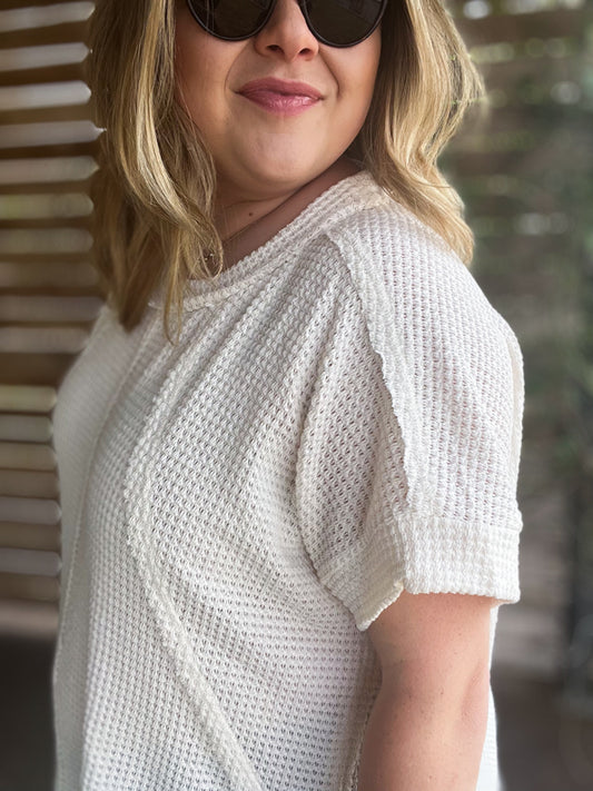"Easy & Breezy" Curvy Waffle Knit Top
