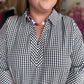 Ebony Check Curvy Black & White Gingham Top
