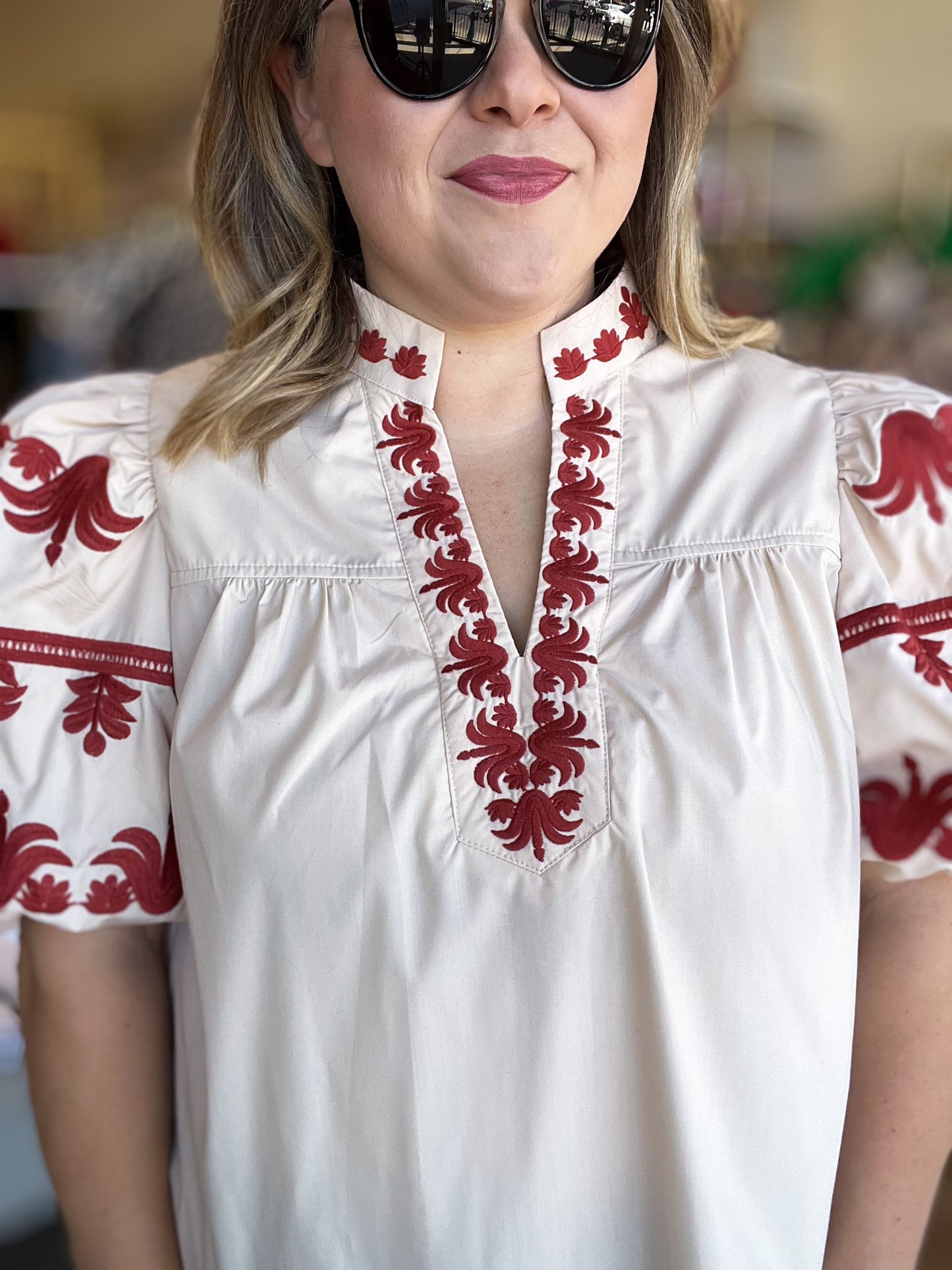 Eccentric Embroidery Curvy Ecru Top